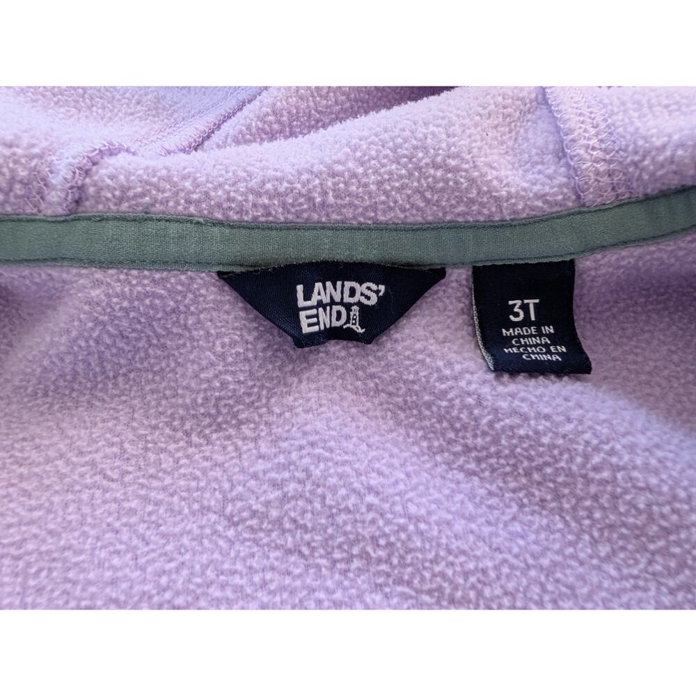 Lands' End Toddler Kids Full Zip Fleece Hooded Jacket Colorblock Mint Purple 3T - Picture 4 of 5